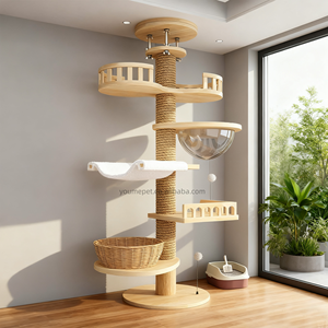 Moderna Torre Grande para Gatos de Varios Niveles en Madera Maciza, Árbol Rascador de Suelo a Techo, Mueble con Plataforma de Salto y Cama Navideña de Sisal para Escalar - Product Image 2