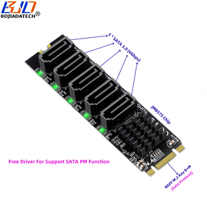 NGFF <span class=keywords><strong>M</strong></span>.2 kunci B + <span class=keywords><strong>M</strong></span> protokol SATA ke 5 * SATA 3.0 konektor 6Gbps kartu Riser ekspansi JMB575 untuk Hard Disk Drive dalam persediaan - Product Image 1