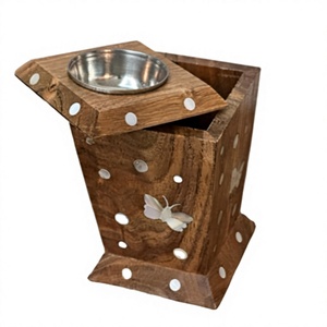 Brûleur d'encens religieux en bois de santal incrusté de luxe, parfum d'intérieur exquis pour le ramadan, cadeau de l'Aïd - Product Image 1