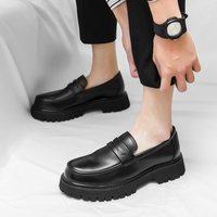 Mocassins à semelle épaisse, taille 38-46, nouvelle tendance de la mode, respirants, antidérapants, durables, dessus en PU classique, chaussures habillées pour toutes les saisons, hommes