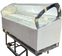 Vitrine de présentation commerciale pour crème glacée, 8 bacs, sur comptoir, fabriquée sur mesure