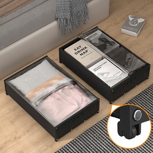 Boîte de rangement pliable carrée moderne en métal pour sous le lit, montage sans outil, conteneur de rangement domestique avec couvercle pour chaussures et outils - Product Image 3