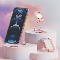 Support universel rétractable à rotation 360° en alliage de zinc ultra-fin pour téléphone portable, avec anneau pliable et support de doigt robuste