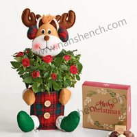 Ensemble de pots de fleurs en forme de rennes de Noël, décorations de fêtes, polyester de haute qualité certifié BSCI, taille personnalisée, fabrication en usine
