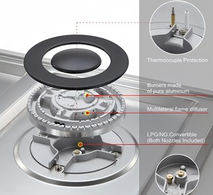 Multifunctional 4 Burners Built-In Electric &amp; <strong>Gas</strong> Portable <strong>LPG</strong> <strong>Cooker</strong> Hob OEM Kitchen Cooktop with Enamel Surface - Product Image 6