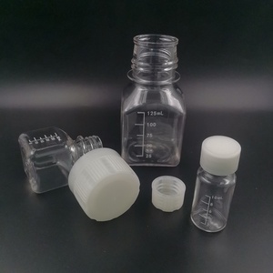 실험실 5/10/30/60/125/250/500/1000ml PET PETG 사각 화학 시약 실험실 혈청 미디어 병 - Product Image 6