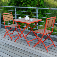 Ensemble table et chaises pliantes en fer, style minimaliste moderne pour l'extérieur, idéal pour cafés, salons de thé, balcons - trois pièces au total