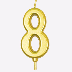 Vela de cumpleaños número 9 dorada de parafina para decoración de pasteles para fiestas infantiles - Product Image 2