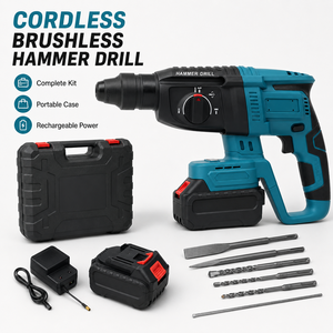 Trapano Avvitatore a Percussione Industriale 3-in-1 a Batteria al Litio Brushless per Calcestruzzo e Demolizione - <span class=keywords><strong>Kit</strong></span> Utensili Elettrici - Product Image 1