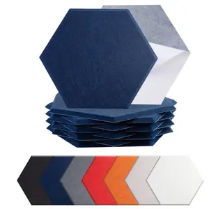 Paneles acústicos hexagonales de color azul profundo, aislamiento acústico de alta densidad, azulejos de pared de fieltro decorativos, reducción de ruido para juegos de oficina en casa