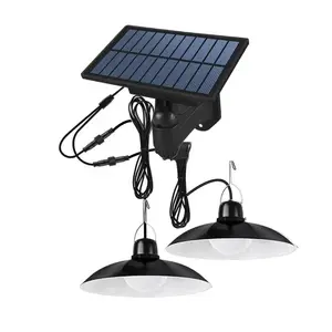 Dubbele Kop Retro Lamp Afstandsbediening Outdoor Magazijn Opknoping Solar Hanger Schuur Verlichting