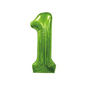 Ballon en feuille métallique Party Love numéro 1 vert 100 cm pour les célébrations des enfants - Product Image 2