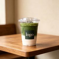 Gobelets en plastique PET transparents personnalisables avec couvercles pour matcha latte, café glacé à emporter, 12oz, 14oz, 16oz, 18oz, 20oz, 24oz