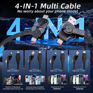 Xu Hướng Mới 4 Trong 1 100W Xoay Nhanh Chóng Sạc Dây Máy Tính Bảng Android Máy Tính Xách Tay USB Loại C Nylon Áo Khoác Cáp Dữ Liệu - Product Image 2