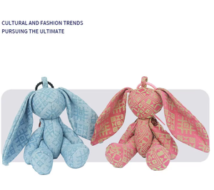 Auténtico Conejo de Peluche de Brocado <span class=keywords><strong>Zhuang</strong></span> con Relleno de Algodón PP - Muñeco de Conejo de Tela de Orejas Largas para Decoración del Hogar y Regalo - Product Image 1