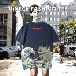 Camiseta de Cuello Redondo, Estilo Hip Hop, Talla Grande para Hombre, Manga Corta, 100% Algodón Jersey, Estampado por Transferencia, Transpirable, con Logotipo Frontal - Product Image 2