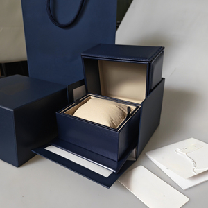 Caja de reloj Klein Blue Smooth Pu con borde cosido y compartimento interior Dtawer, pequeña caja para reloj <span class=keywords><strong>Chopar</strong></span> con bolsa y papeles a juego. - Product Image 1