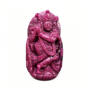 Sculpture artisanale de Krishna en cristal de ziosite rubis - Statue/Idole/Murti du Seigneur Krishna en cristaux - Reiki/Chakra - 3 pouces et 455 - Product Image 2