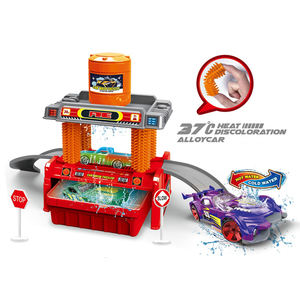 Set de Juego de Lavado de Coches de Policía y Bomberos con Estación de Lavado de Coches de Saneamiento Urbano, Coche de Aleación que Cambia de Color y 8 Señales de Tráfico - Product Image 3