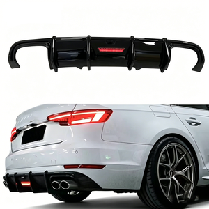 Car A4 S4 B9 Rear Bumper Gloss black Carbon fiber Look Diffuser Facelift Splitter Lip for Audi A4 S4 B9 Sline 2017-2020 - Product Image 1