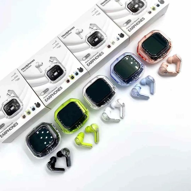 Transparent LCD Full Color Screen Earbuds In-Ear TWS ANC Active Noise Cancellation ENC Touch Control Wireless Earphones
