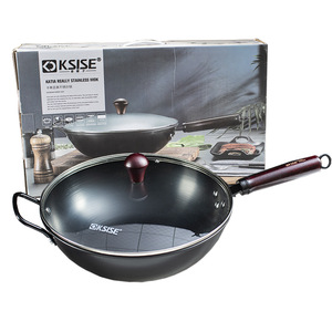 Casseroles de <span class=keywords><strong>Wok</strong></span> de haute qualité de 32cm, pas de rouille, casserole de cuisine domestique, couvercle en verre, cuisinière à Induction, <span class=keywords><strong>Wok</strong></span> - Product Image 1