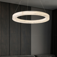 Lustre en albâtre de Style nordique Duplex Designer Salon Escalier Laiton Marbre Suspension