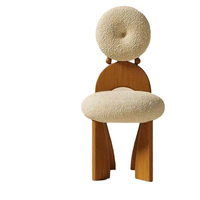 Chaise de salle à manger haut dossier en bois massif, style Wabi-Sabi et médiéval, design rétro antique, pour chambre à coucher, tabouret de maquillage, coiffeuse