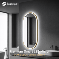 Miroir de salle de bain intelligent LED personnalisable en forme de capsule, anti-buée, avec bouton tactile, bande lumineuse à intensité variable, pour maisons et appartements de luxe
