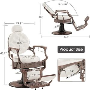 Chaise de barbier réglable en hauteur, style rétro, qualité salon, usage commercial HZ8799W - Product Image 2