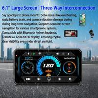 Navegador GPS para Motocicleta de 6.1 Pulgadas con DVR, CarPlay, Android Auto, TPMS, Cámara Dual 2K, Monitor de Presión de Neumáticos, Sistema de Navegación para Moto, Sistema BSD
