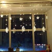 LED romantischer Mond-Stern-Vordäger-String-Feenlicht Weihnachten Diwali Ramadan Einkaufszentrum Garten Terrassen-Dekorationslicht mit 8 Funktionen