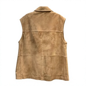 Chaleco de gamuza para mujer con cuello vuelto y cierre de botones, largo regular, color liso, ropa exterior - Product Image 2