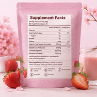 Poudre de boisson beauté au lait de fraise premium et glutathion, peptides de collagène, supplément alimentaire pour la beauté féminine, en gros, en stock