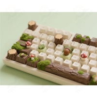 Ensemble de touches de clavier TechRexy personnalisées à géométrie arabe - Légendes bleues et dorées sur touches PBT avec texte et logo personnalisés