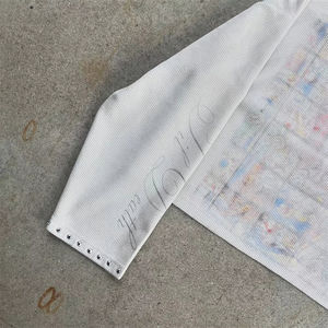 Camisetas de Manga Larga para <span class=keywords><strong>Hombre</strong></span> de Algodón Pesado con Gráficos Personalizados de Alta Calidad, Corte Holgado y Tejido Waffle - Product Image 3