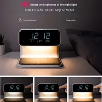 Pengisi Daya Nirkabel Cepat dengan Tampilan Jam Digital, Output 15W, Pengisi Daya Ponsel Portabel, Pengisi Daya Ponsel OEM Langsung dari Pabrik