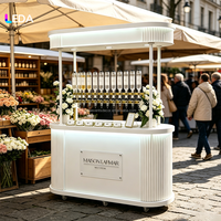 Chariot de présentation mobile blanc LEDA pour événements de mariage, bar à parfums avec auvent et éclairage LED