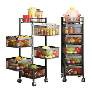 Estante giratorio de almacenamiento de cocina de 3/4/5 capas multicapa de acero al carbono de 360 grados cesta de almacenamiento de frutas y verduras carrito - Product Image 1