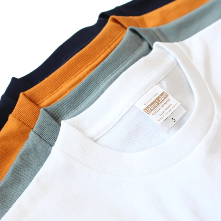 YLS Privé Étiquette Haute Qualité Américain Taille Sans Soudure Hommes 230GSM 100% Coton T Shirt Personnalisé Plaine T-shirts Pour L'impression