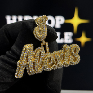 <b>Custom</b> <b>Name</b> Hip Hop Style Pendant with J Letter Bail 925 Sterling Silver VVS Moissanite Gold Plated Iced Unisex <b>Necklace</b> Charm - Product Image 5