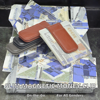 Porte-monnaie minimaliste ultra fin personnalisé, mini pince à billets, aimant puissant, cuir microfibre véritable, pince à billets portable, pliable