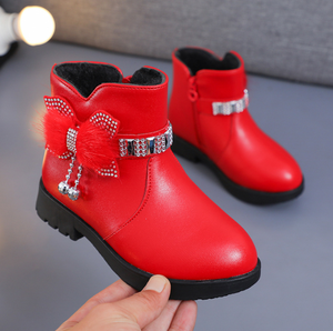 Nouvelles Bottes Courtes en Cuir Chaudes pour Étudiantes et Filles, Style Hiver, avec Nœud Mignon et Doublure en Coton - Product Image 2