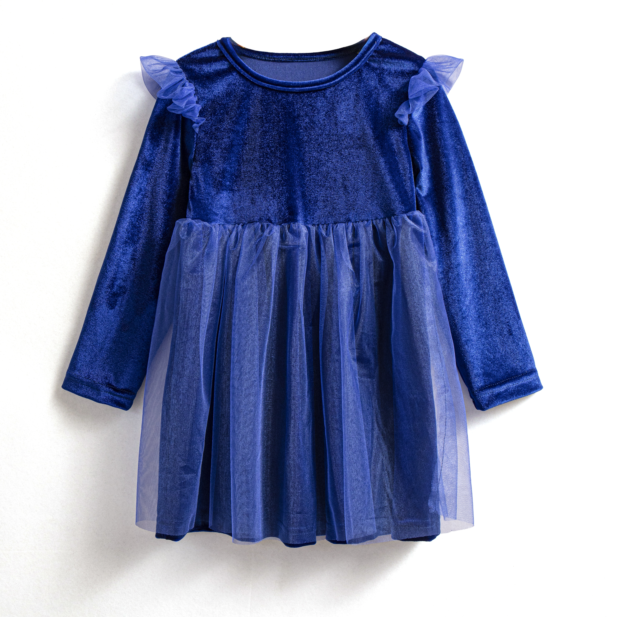 Velvet Royal Blue Kids Dress 4 Colors Back to School