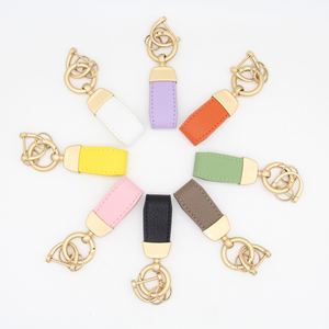 Wholesale <b>Custom</b> Mini French Sheepskin Leather Keychain Classic Candy Color Leather Rope Keyring Car <b>Key</b> Pendant - Product Image 2