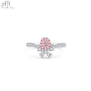 Anillo de Diamantes Rosados Hecho a Mano con un Diseño Exquisito y Avanzado, Oro Blanco Sólido de 18K, Diamante Natural Real, Anillo para Mujer - Product Image 1