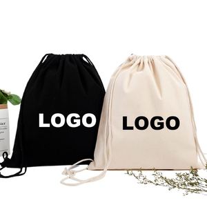 Wholesale Luxury Custom Logo Plain Cotton <b>Drawstring</b> Bag Eco Friendly Carry Sport Gift <b>Backpack</b> Promotional - Product Image 1