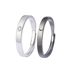 BASQUESUN Ajustável Sol Lua Anéis Conjunto Ajustável Sun Moon <span class=keywords><strong>Promise</strong></span> Bandas De Casamento Anéis Jóias - Product Image 1
