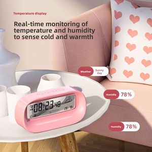 Reloj Despertador YAOQIU para Estudiantes, Pantalla <span class=keywords><strong>Transparente</strong></span> con Indicador del Clima que Brilla en la Oscuridad, Reloj Digital de Escritorio, Despertador Ultra Fuerte, Funciona con Batería - Product Image 4