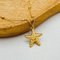 Colliers étanches anti-décoloration en acier inoxydable avec perles dorées et breloques marines pour tenues de vacances en bord de mer